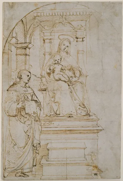Sketch For An Enthroned Virgin And Child With Saint Nicholas Of Tolentino