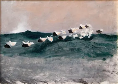 Sketch For Eider Ducks Flying In Formation