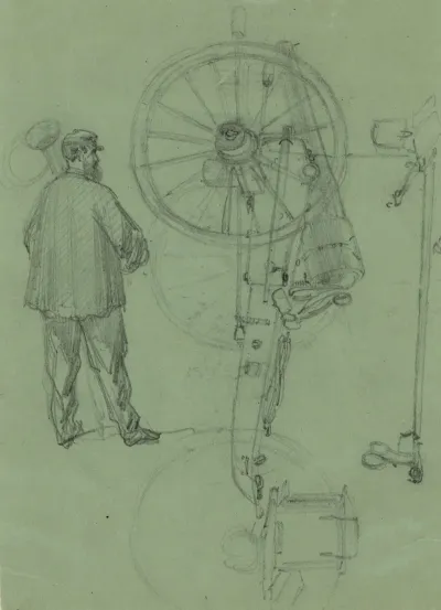 Sketch Of A Cannoneer And A Cannon