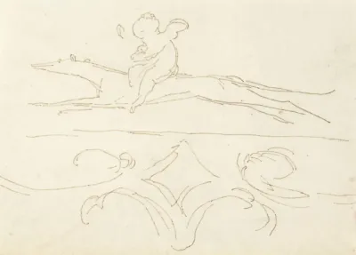 Sketch Of A Child Riding A Dog