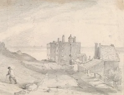 Sketch Of A Cliffside Road And Buildings Hastings