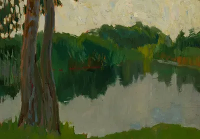 Sketch Of A Landscape Pond