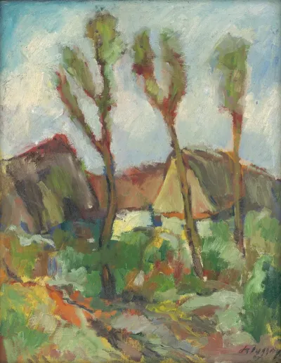 Sketch Of A Landscape With Poplars
