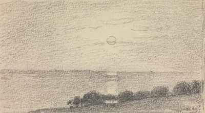 Sketch Of A Low Sun Over The Sea 20 August 1826
