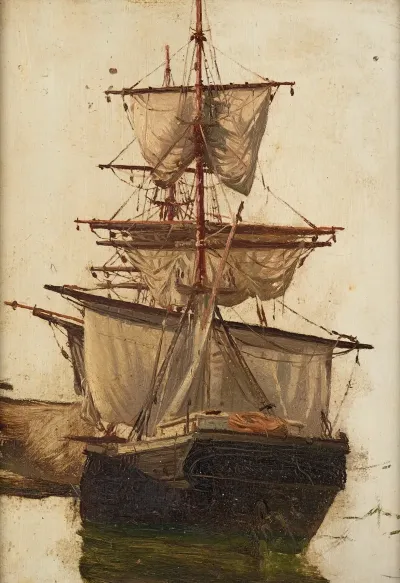 Sketch Of A Sailing Ship No 1
