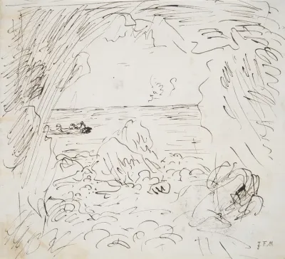 Sketch Of A Sea View With Boat