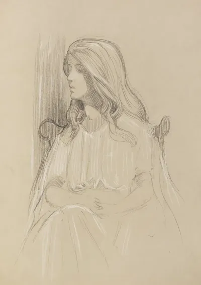 Sketch Of A Seated Young Woman