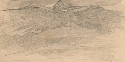 Sketch Of A Winged Figure