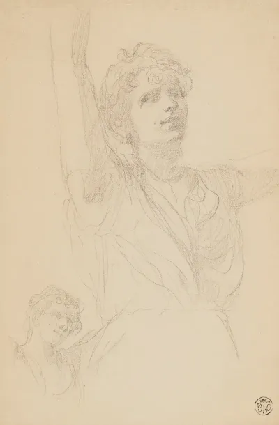 Sketch Of A Woman With Raised Hands
