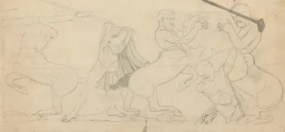 Sketch Of Centaurs And Lapiths From A Frieze