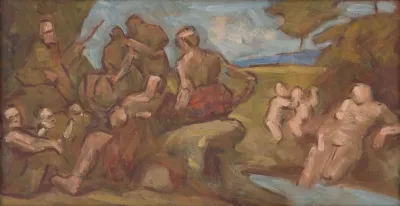 Sketch Of Composition With Bathing People