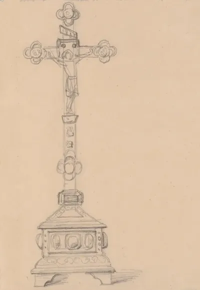 Sketch Of Crucifix For The Painting Queen Jadwigas Oath