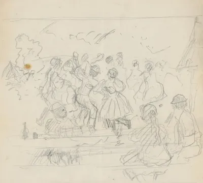 Sketch Of Dancing Group