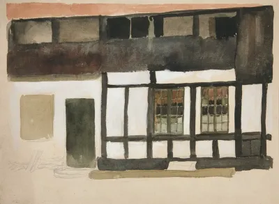 Sketch Of Exterior Of A Tudor House