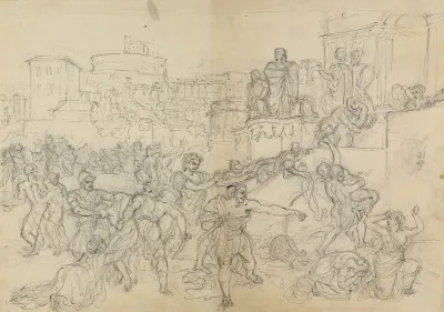 Sketch Of Goths Entering Rome From Shakespeares Play Titus Andronicus