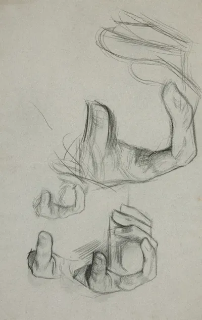 Sketch Of Hand Clasping A Cane