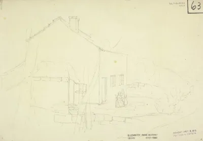 Sketch Of House With Mother And Children