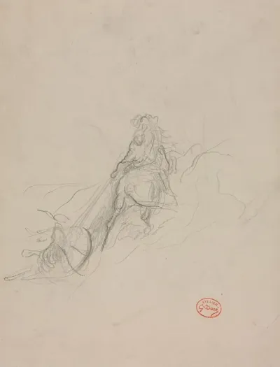 Sketch Of Hunting Scene Verso