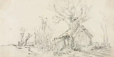 Sketch Of Landscape With Cottage