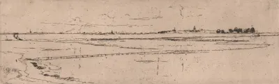 Sketch Of Monnikendam In Distance