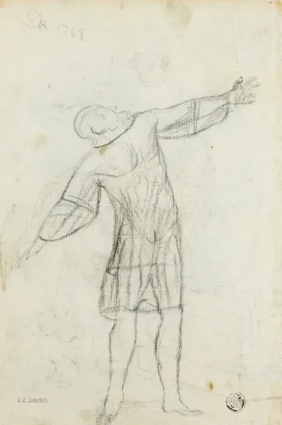 Sketch Of Standing Man With Outstretched Arms