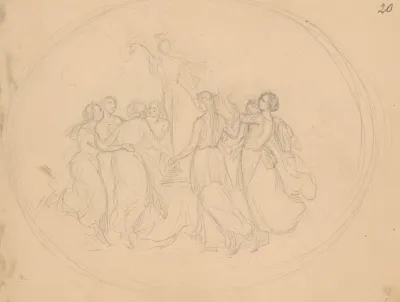 Sketch Of The Composition To The Scene From The First Act Of The Giselle Ballet