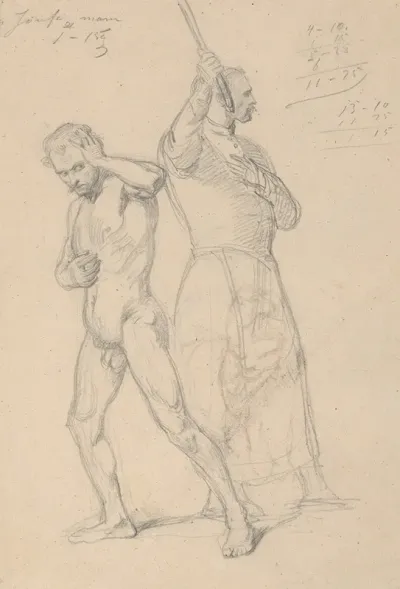 Sketch Of The Figure Of Gniewosz Of Dalewice And A Nobleman For The Painting Queen Jadwigas Oath