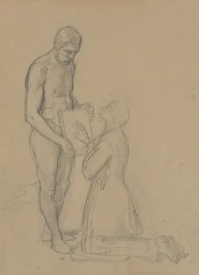 Sketch Of The Figure Of Queen Jadwiga And Jasko Of Teczyn For The Painting Queen Jadwigas Oath