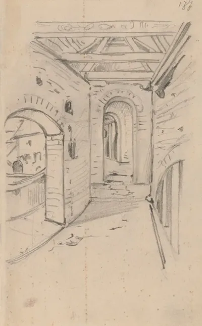 Sketch Of The Interior Of The Barbican Of Cracow 2