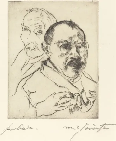 Sketch Of Two Male Heads Self Portraits