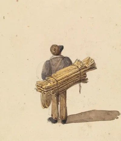 Sketches From Life In Paris Man With Hanks Of Rope