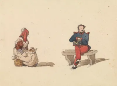 Sketches From Life In Paris Seated Woman And Seated Man