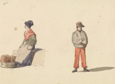 Sketches From Life In Paris Seated Woman And Standing Man