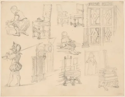 Sketches Of Baroque Costumes And Furniture