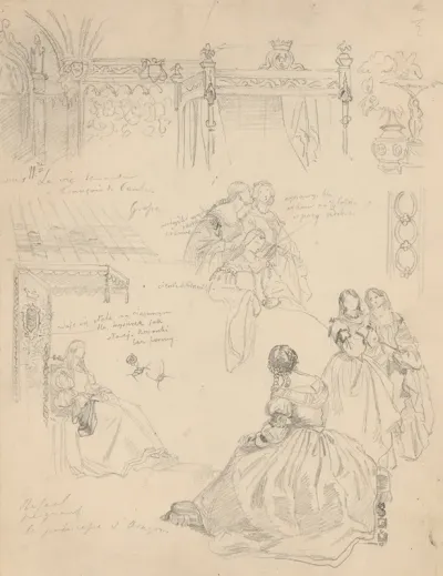 Sketches Of Costumes Furniture And Architectural Details