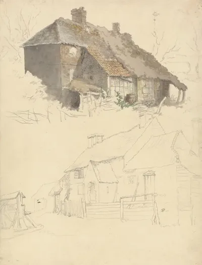 Sketches Of Cottages Two Studies On One Sheet