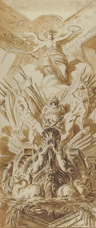 Sketches Of Figures And Dolphins