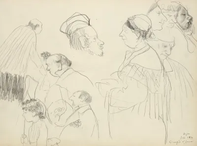 Sketches Of Figures At A Funeral