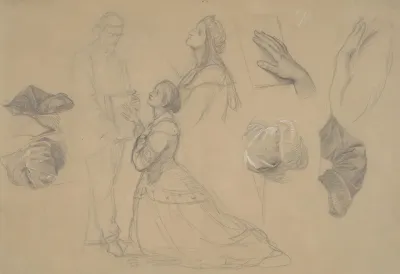 Sketches Of Figures Of The Queen And Jasko Of Teczyn For The Painting Queen Jadwigas Oath