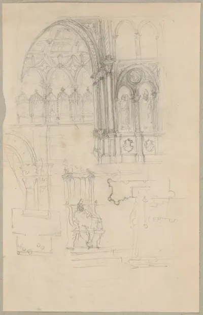 Sketches Of Fragments Of Gothic Architecture