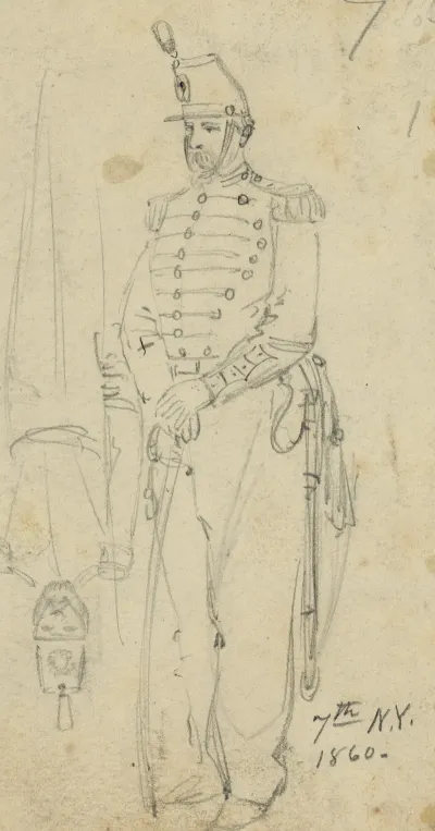 Sketches Of Soldiers Wearing The 7th New York Cavalry Regiment Uniform