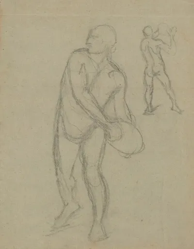 Sketches Of Two Male Nudes For The Painting Martyrdom Of St Matthias
