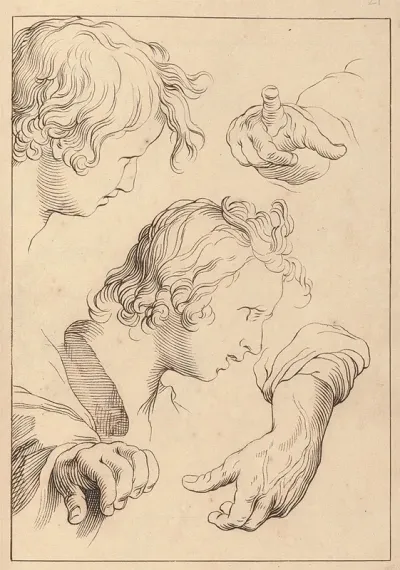Sketches Of Various Hands And Heads
