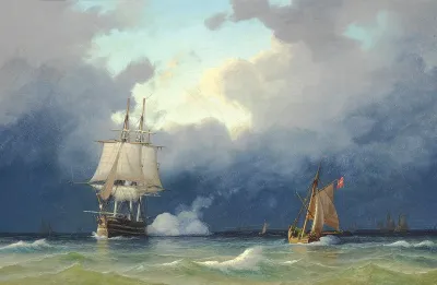 Skibe Pa Havet Optraekkende Uvejr