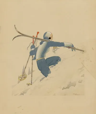 Skieuse A Pied Dans La Neige