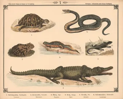 Skildpadde Krokodille Firben Slange Tudse Og Salamander