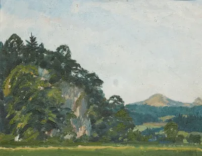 Skizze Mit Gebirgslandschaft