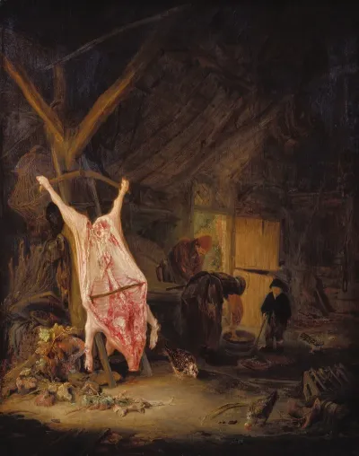 Slaughtered Pig In A Barn