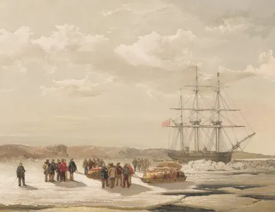 Sledge Party Leaving H M S Investigator In Mercy Bay Under Command Of Lieutenant Gurney Cresswell April 15 1853