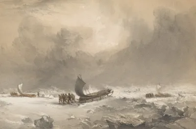 Sledges In A Fresh Fair Wind Going Over Hummocky Ice